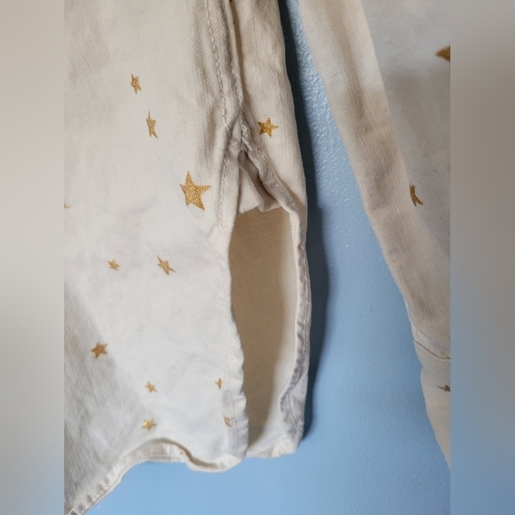 J.Crew Women's Metallic Gold Star Print Button-down Shirt Size XXS Ivory - Picture 4 of 10